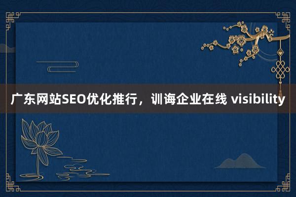 广东网站SEO优化推行，训诲企业在线 visibility